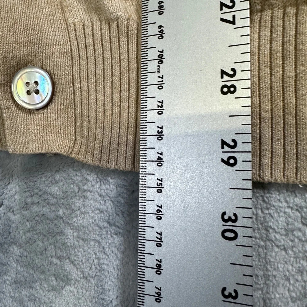 Lands End Tan Cardigan Sweater Men's L Pockets Old‎ Money Grandpacore Academia